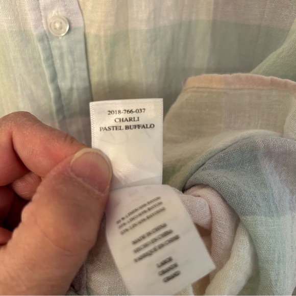 Rails Charli Pastel‎ Buffalo Linen Button Down shirt Size L - Picture 7 of 10